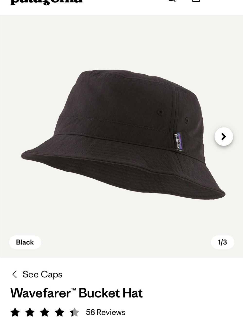 Patagonia Black Wavefarer Bucket Hat